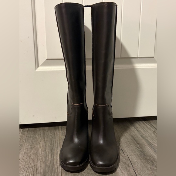 Zara Wide Heeled Leather Boots 39 - Picture 7 of 12